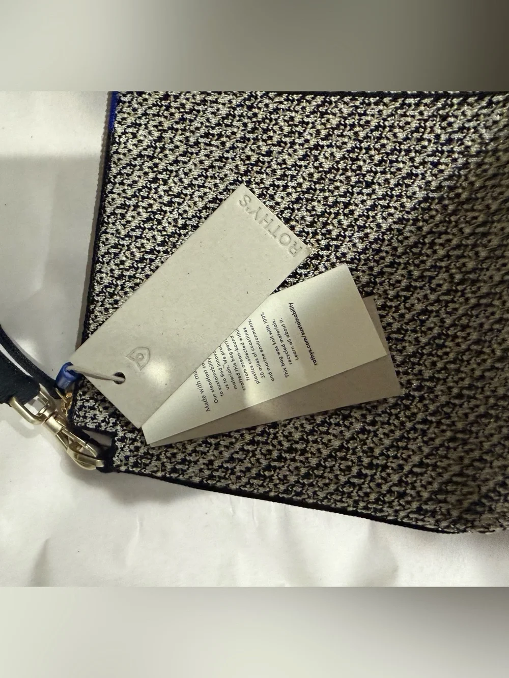 Rothy’s Textured Black and White Crossbody Bag with Adjustable Strap NWT